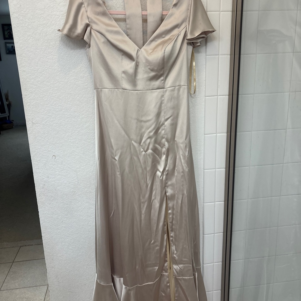 Revelry Satin Cream Maxi Dress